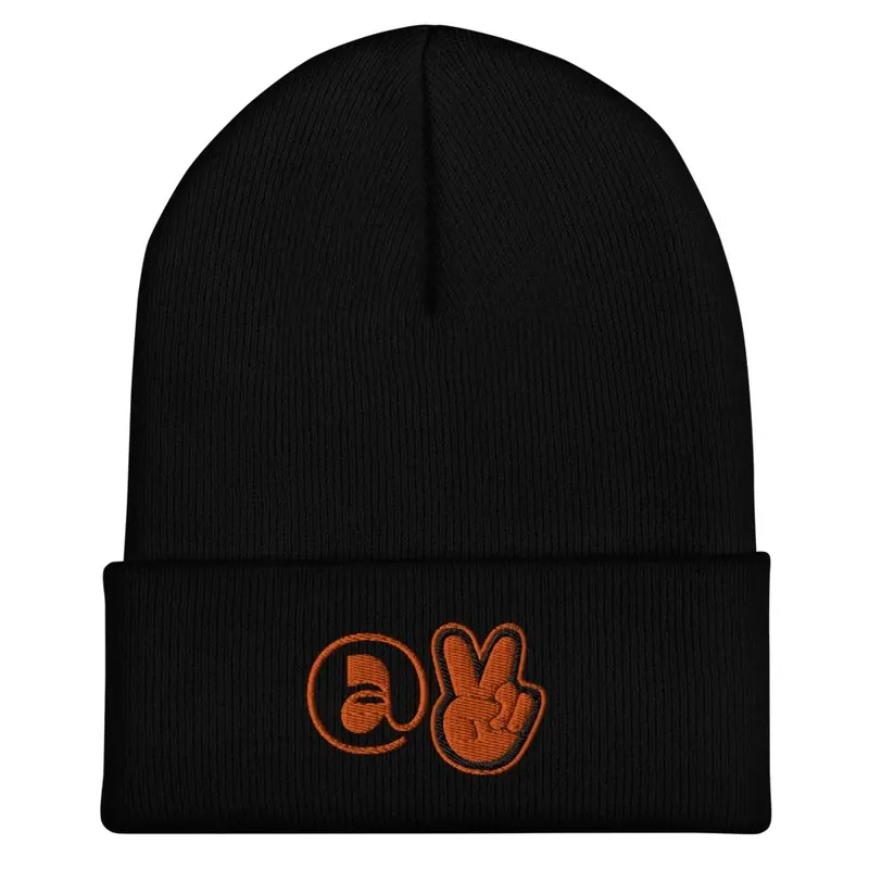 At Peace Black and Orange Emoji Beanie